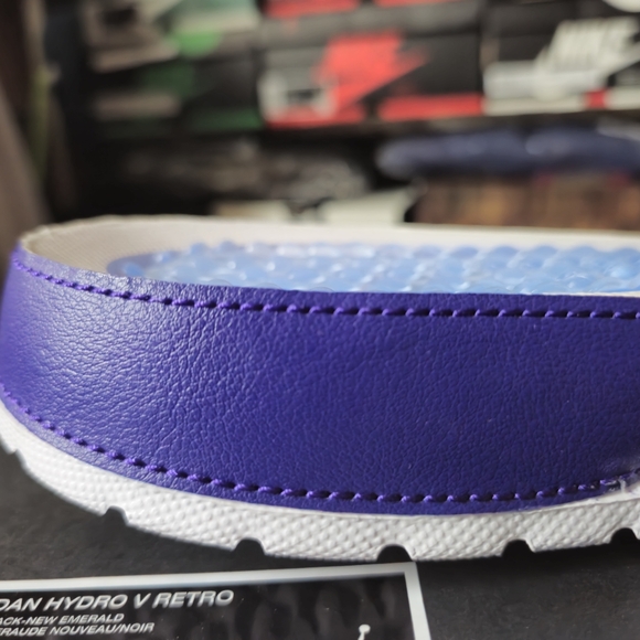 Jordan Hydro GRAPE RETRO 5 Slide Sandals in White and Grape Purple Teal New 2025
